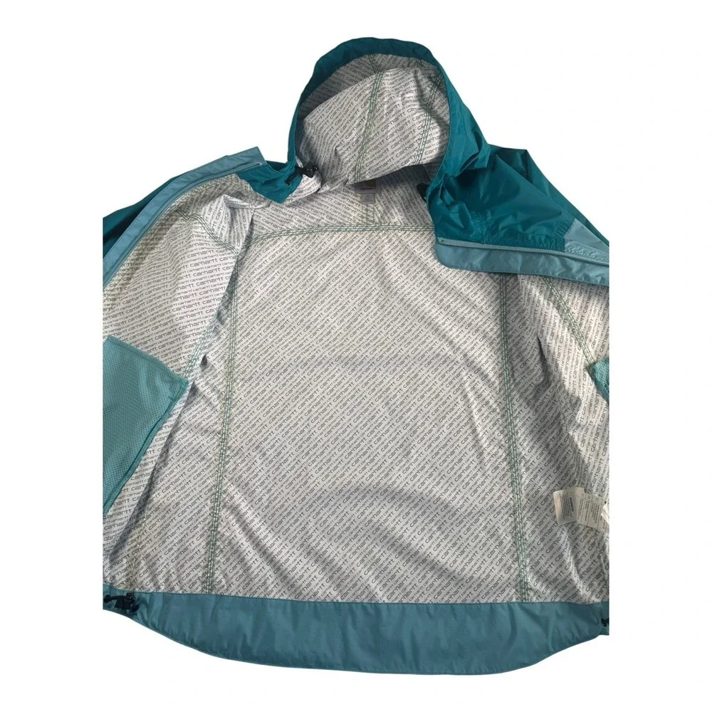 Carhartt Storm Defender Hooded Jacket Blue Two-Tone Ripstop Rain Shell Women M